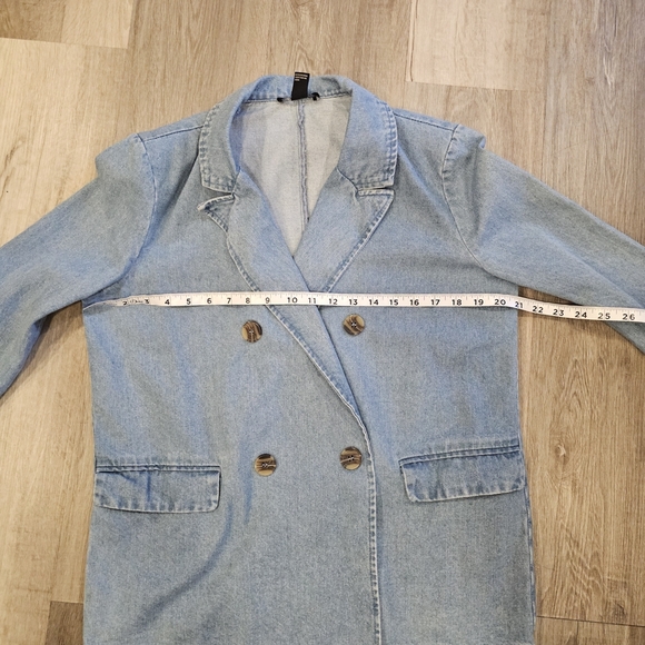 Forever 21 Double-Breasted Light Blue Jean Jacket - Picture 8 of 8